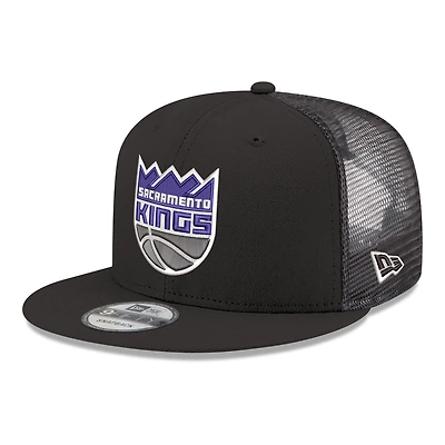 Men's New Era Black Sacramento Kings Core Logo Meshback 9FIFTY Snapback Hat