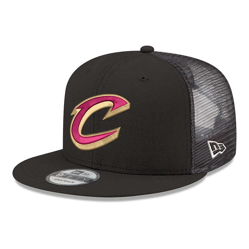 Men's New Era Black Cleveland Cavaliers Core Logo Meshback 9FIFTY Snapback Hat