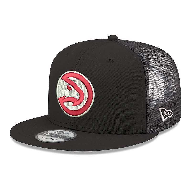 Men's New Era Black Atlanta Hawks Core Logo Meshback 9FIFTY Snapback Hat