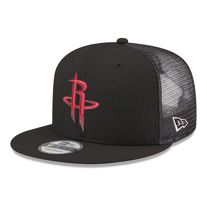 Men's New Era Black Houston Rockets Core Logo Meshback 9FIFTY Snapback Hat