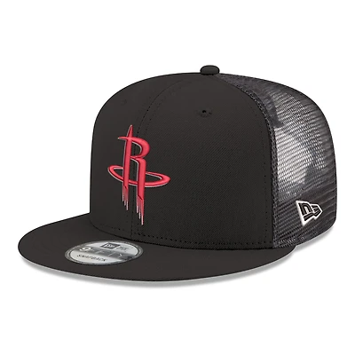 Men's New Era Black Houston Rockets Core Logo Meshback 9FIFTY Snapback Hat