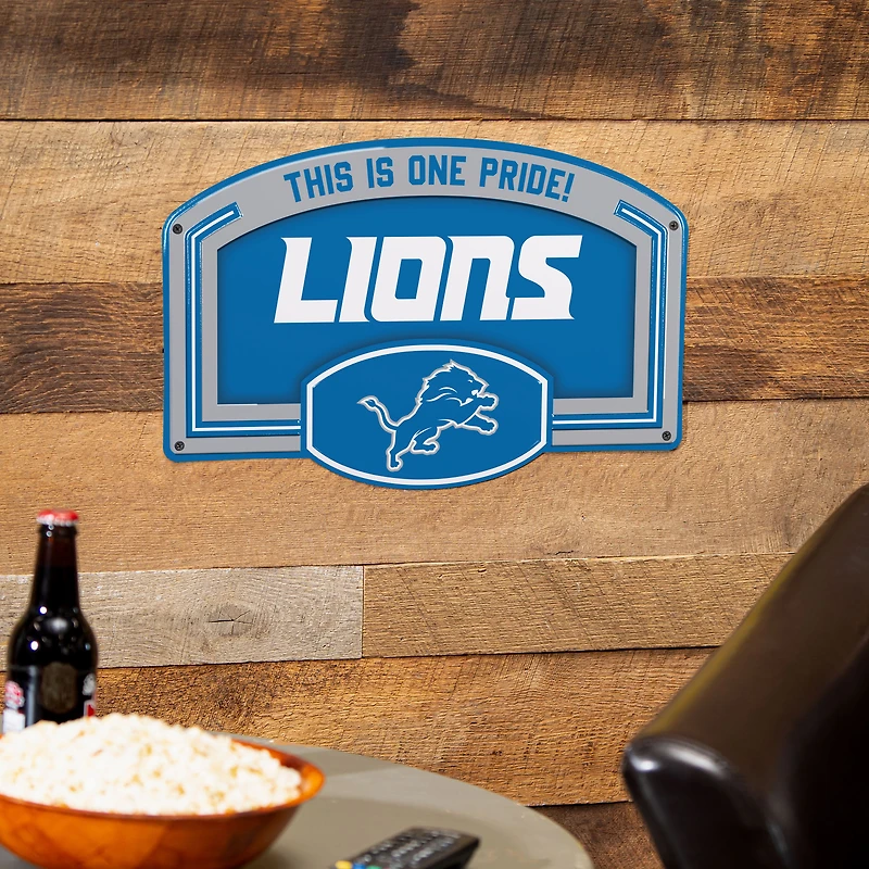 Detroit Lions 11" x 17" Embossed USA Steel Buckle Wall Sign