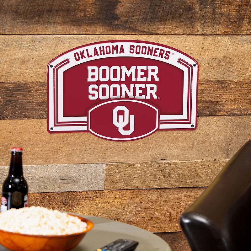 Oklahoma Sooners 11" x 17" Embossed USA Steel Buckle Wall Sign