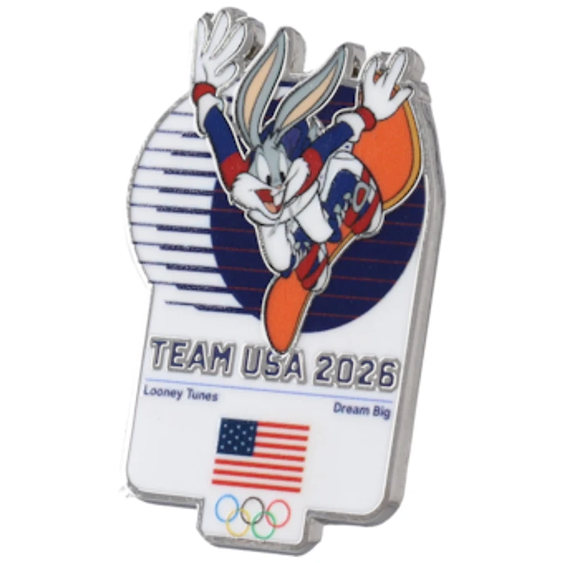 Team USA Looney Tunes Bugs Bunny Snowboarding Lapel Pin