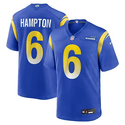 Men's Nike Nick Hampton Royal Los Angeles Rams Team Game Jersey