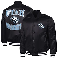 Men's G-III Sports by Carl Banks Black Utah Mammoth Adaptive Bold Logo Satin Full-Snap Varsity Jacket