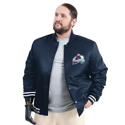 Men's G-III Sports by Carl Banks Navy Colorado Avalanche Adaptive Bold Logo Satin Full-Snap Varsity Jacket