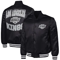 Men's G-III Sports by Carl Banks Black Los Angeles Kings Adaptive Bold Logo Satin Full-Snap Varsity Jacket