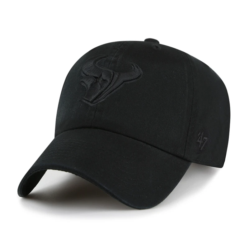 Men's '47 Black Houston Texans Tonal Clean Up Adjustable Hat