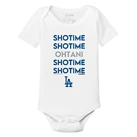 Infant Tiny Turnip Shohei Ohtani White Los Angeles Dodgers Stacked Graphic Bodysuit