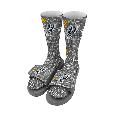 Youth ISlide San Antonio Spurs Chalk Socks & Slide Sandals Bundle