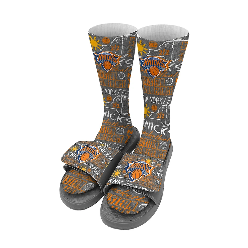 Youth ISlide New York Knicks Chalk Socks & Slide Sandals Bundle