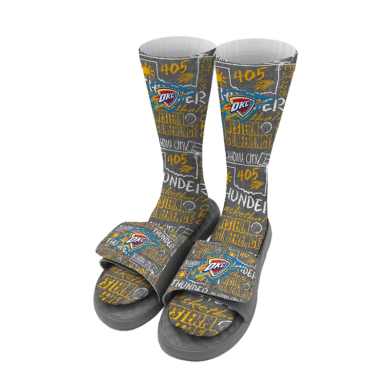 Youth ISlide Oklahoma City Thunder Chalk Socks & Slide Sandals Bundle