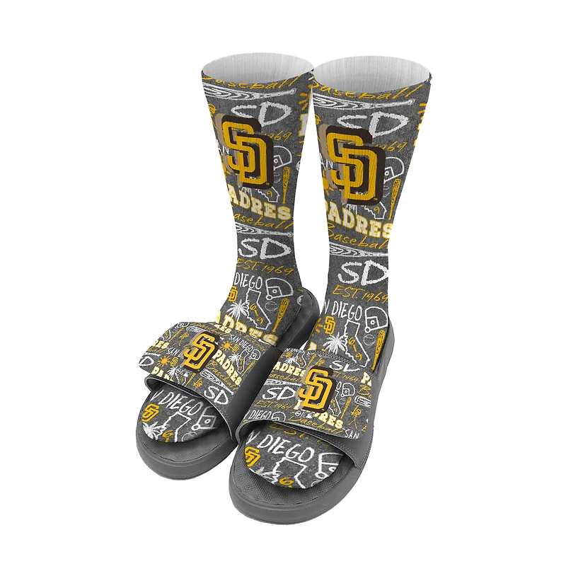 Youth ISlide San Diego Padres Chalk Socks & Slide Sandals Bundle