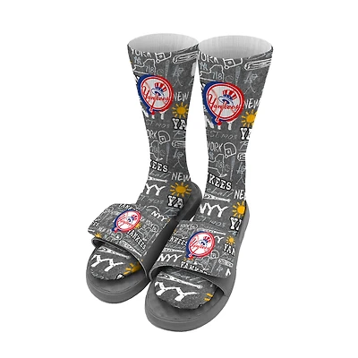 Youth ISlide New York Yankees Chalk Socks & Slide Sandals Bundle