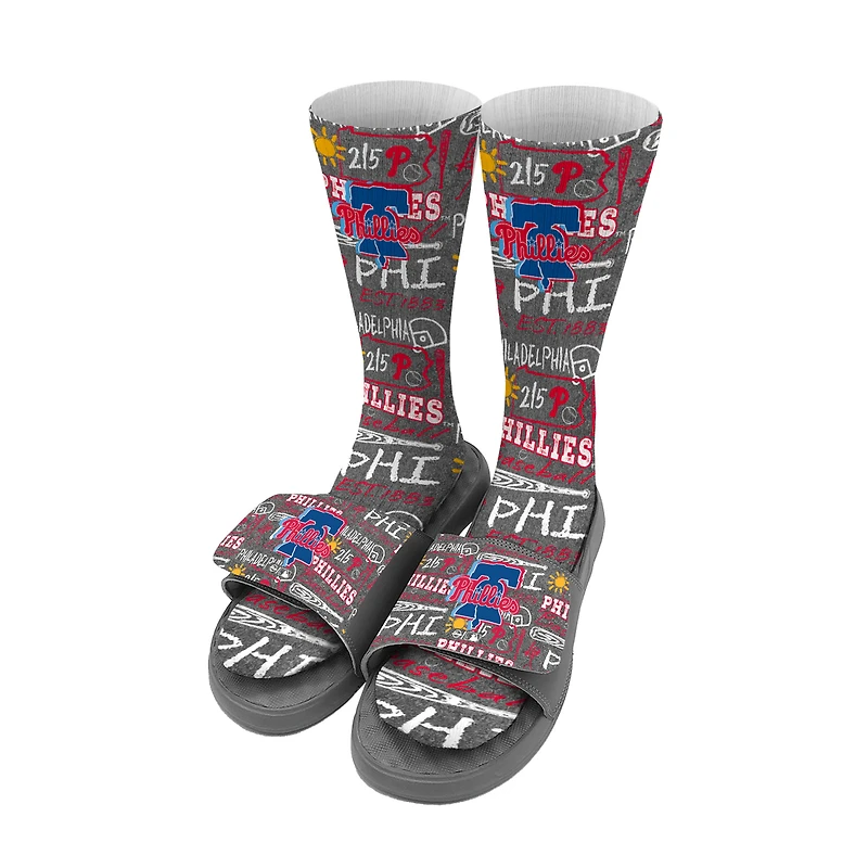 Youth ISlide Philadelphia Phillies Chalk Socks & Slide Sandals Bundle