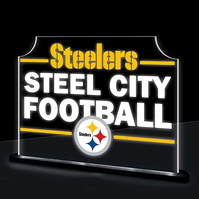 Pittsburgh Steelers 10" LED Tabletop Rectangle Fan Cheer Desklite Sign