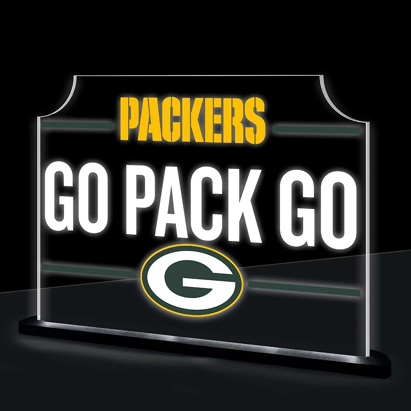 Green Bay Packers 10" LED Tabletop Rectangle Fan Cheer Desklite Sign