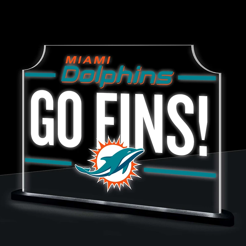 Miami Dolphins 10" LED Tabletop Rectangle Fan Cheer Desklite Sign