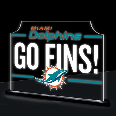 Miami Dolphins 10" LED Tabletop Rectangle Fan Cheer Desklite Sign