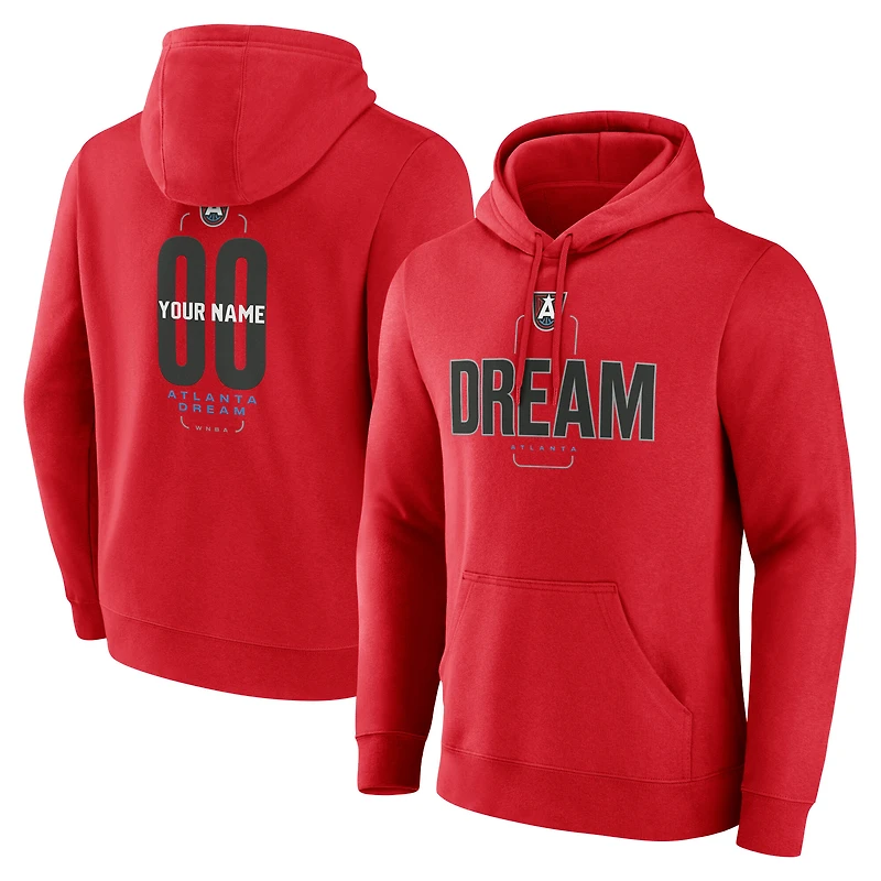 Men's Red Atlanta Dream Center Court Name & Number Custom Hoodie