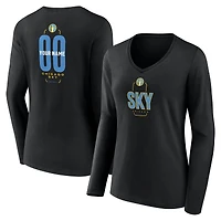 Women's Black Chicago Sky Center Court Name & Number Custom Long Sleeve V-Neck T-Shirt