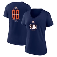 Women's Navy Connecticut Sun Center Court Name & Number Custom V-Neck T-Shirt