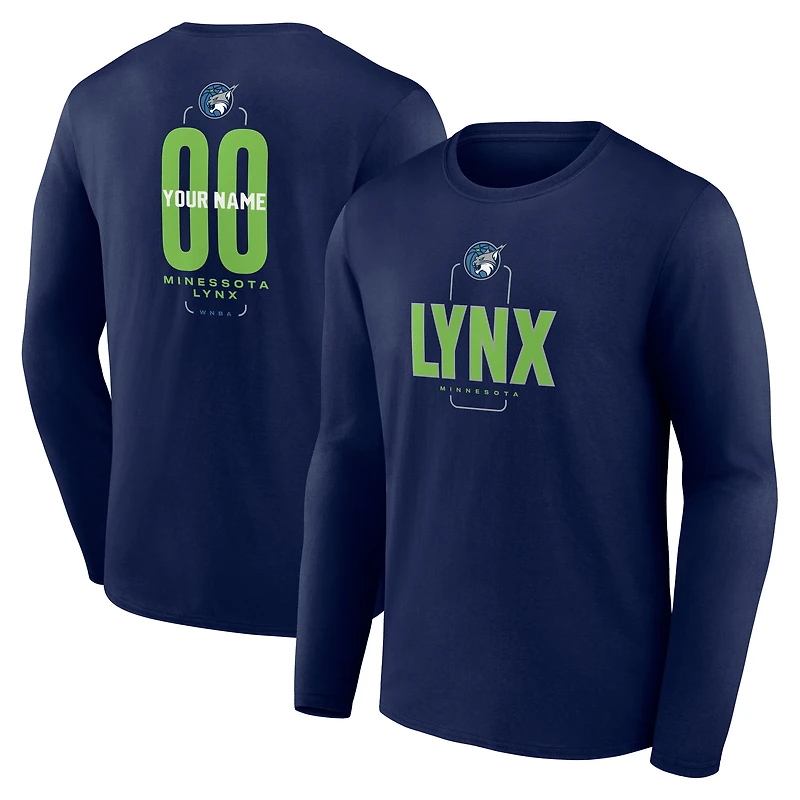 Men's Navy Minnesota Lynx Center Court Name & Number Custom Long Sleeve T-Shirt
