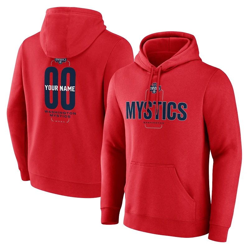 Men's Red Washington Mystics Center Court Name & Number Custom Hoodie