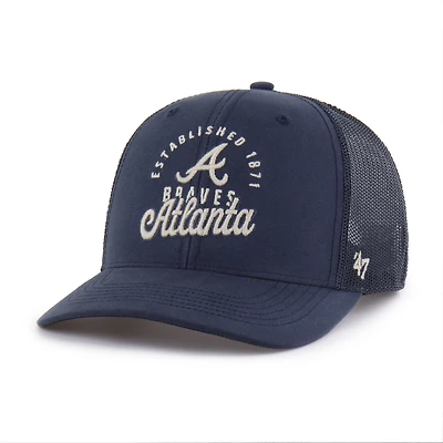 Men's '47 Navy Atlanta Braves Pitstop Trucker Adjustable Hat