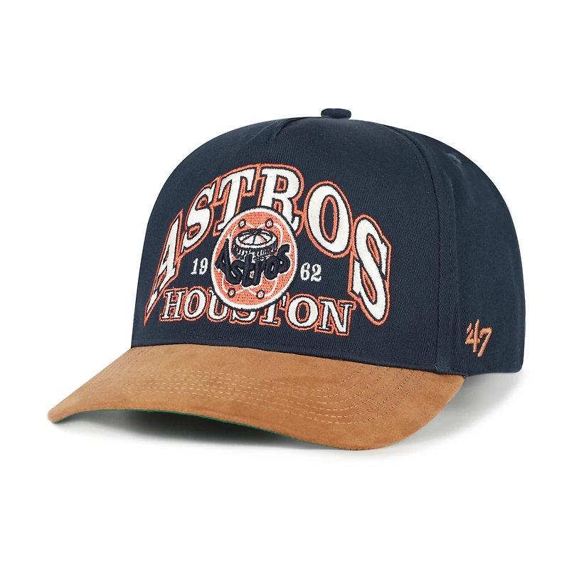 Men's '47 Navy/Brown Houston Astros Cooperstown Break Wood Suede Hitch Adjustable Hat