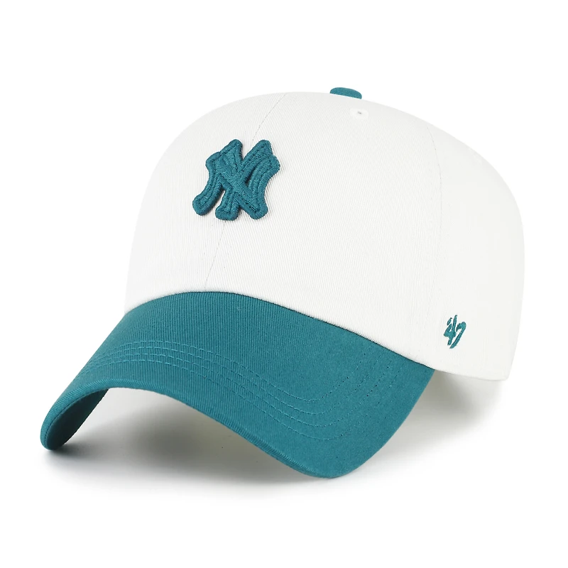 Men's '47 White/Teal New York Yankees Contemporary Tonal Clean Up Adjustable Hat