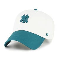 Men's '47 White/Teal New York Yankees Contemporary Tonal Clean Up Adjustable Hat