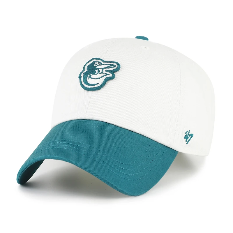 Men's '47 White/Teal Baltimore Orioles Contemporary Tonal Clean Up Adjustable Hat