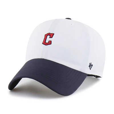 Men's '47 White/Navy Cleveland Guardians Vista Mini Clean Up brrr° Adjustable Hat