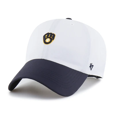 Men's '47 White/Navy Milwaukee Brewers Vista Mini Clean Up brrr° Adjustable Hat