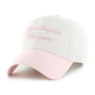 Women's '47 White/Pink Los Angeles Dodgers Gelato Two-Tone Clean Up Adjustable Hat