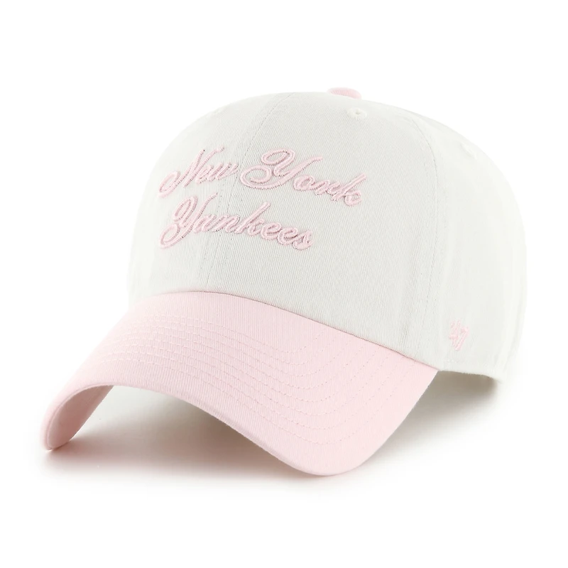Women's '47 White/Pink New York Yankees Gelato Two-Tone Clean Up Adjustable Hat