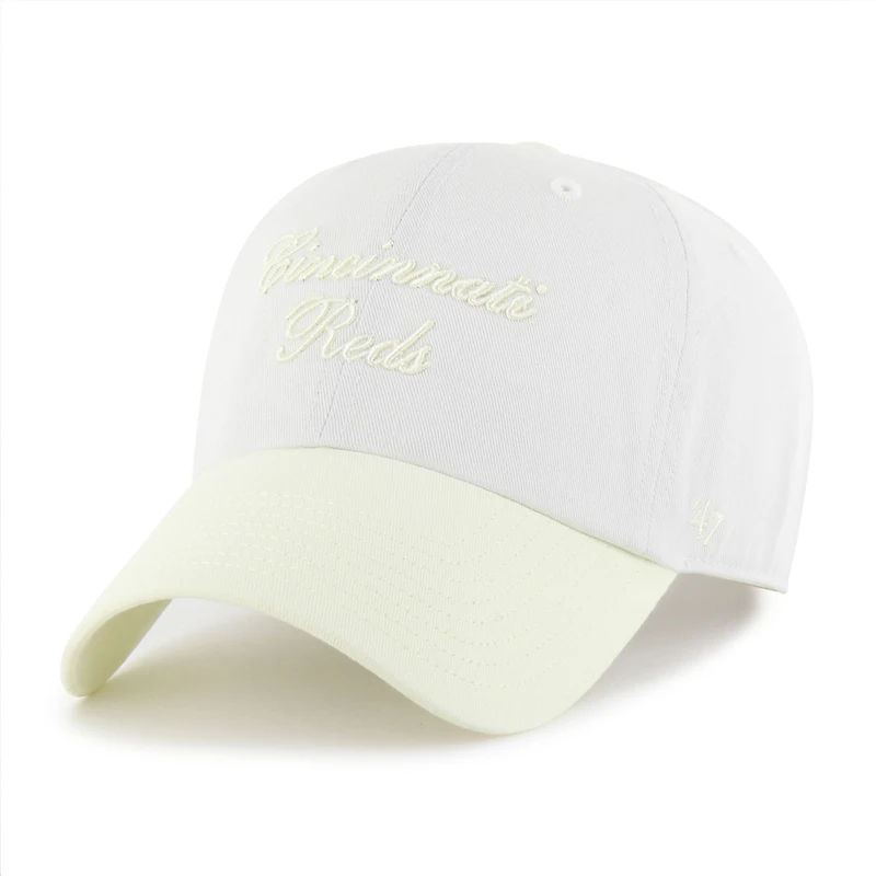 Women's '47 White/Yellow Cincinnati Reds Gelato Two-Tone Clean Up Adjustable Hat