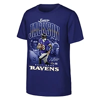 Youth Outerstuff Lamar Jackson Purple Baltimore Ravens Triple Pic T-Shirt