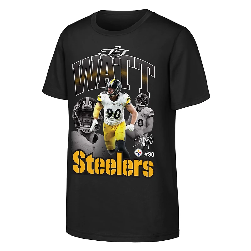 Youth Outerstuff T.J. Watt Black Pittsburgh Steelers Triple Pic T-Shirt