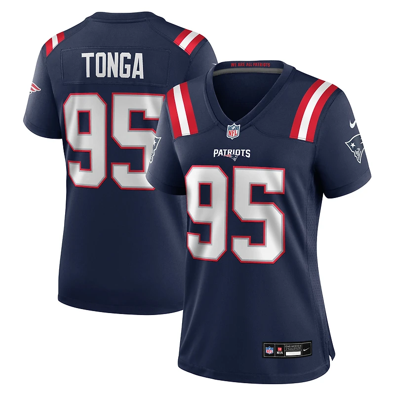 Women's Nike Khyiris Tonga  Navy New England Patriots Team Game Jersey