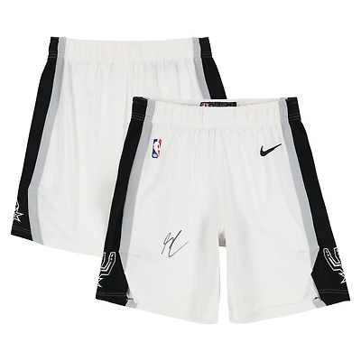 Stephon Castle San Antonio Spurs Autographed Game-Used White Shorts from the 2024-25 NBA Season - Size 38-1