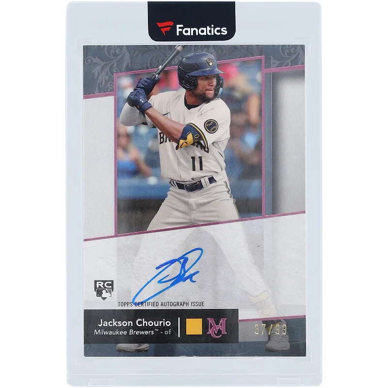Jackson Chourio Milwaukee Brewers Autographed 2024 Topps Museum Collection Pink #AA-JCH #37/99 Rookie Card