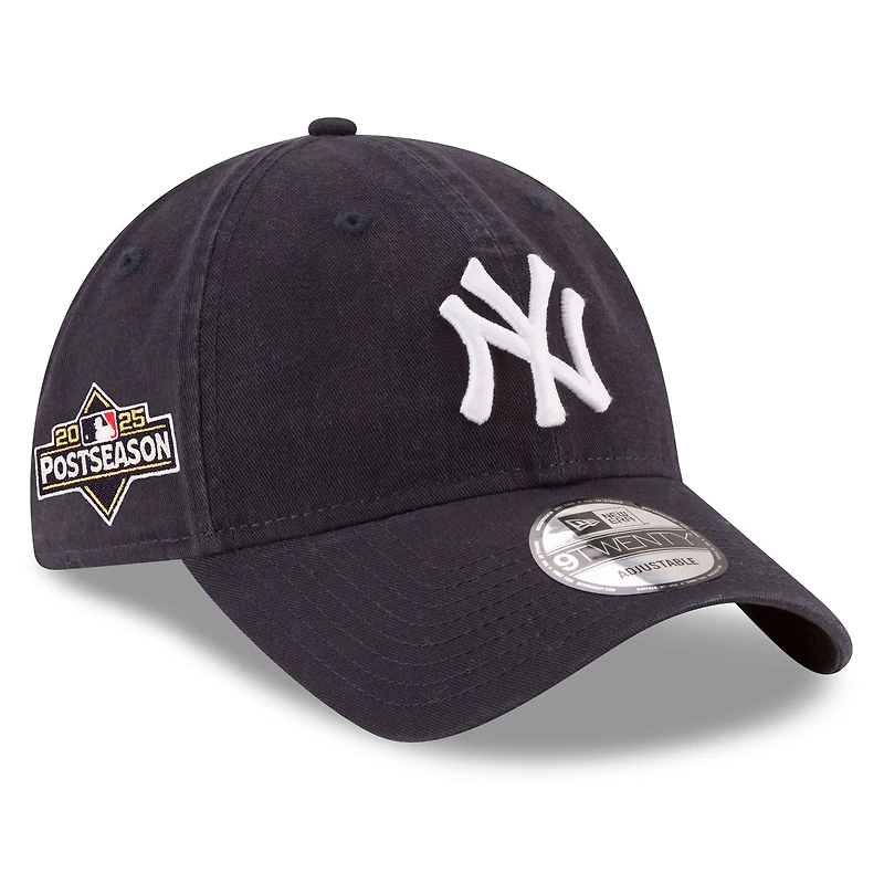 Men's New Era Navy New York Yankees 2025 MLB Postseason Side Patch 9TWENTY Adjustable Hat