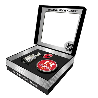 Calgary Flames Stanley Cup Champions Mini Replica Stanley Cup & Puck Gift Box Set