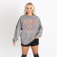 Women's Gameday Couture Gray San Francisco 49ers Oversized Final Score Snow Wash Long Sleeve T-Shirt