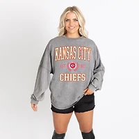 Women's Gameday Couture Gray Kansas City Chiefs Oversized Final Score Snow Wash Long Sleeve T-Shirt