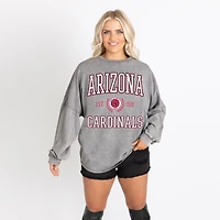 Women's Gameday Couture Gray Arizona Cardinals Oversized Final Score Snow Wash Long Sleeve T-Shirt