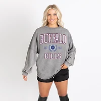 Women's Gameday Couture Gray Buffalo Bills Oversized Final Score Snow Wash Long Sleeve T-Shirt